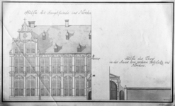 6270 Opstand van de helft van de voorgevel van het paleis van Frederik van de Palts ( Het Koningshuis ) te Rhenen en ...