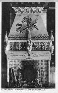 88778 Interieur van het Kasteel De Haar (Kasteellaan 1) te Haarzuilens: schoorsteen in de ridderzaal.N.B. De gemeente ...