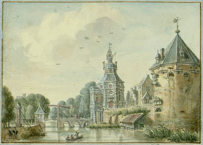 36619 Gezicht over de stadsbuitengracht te Utrecht op de stadswal met de Wittevrouwenpoort en -brug, uit het noorden, ...