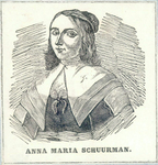 39212 Portret van Anna Maria van Schurman, geboren Keulen 5 november 1607, schrijfster en dichteres te Utrecht, ...