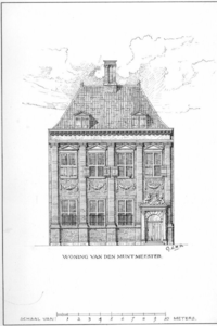 37796 Afbeelding van de voorgevel van de muntmeesterswoning aan de Oudegracht Weerdzijde 73 te Utrecht.N.B. Het adres ...