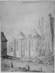 31280 Gezicht op de vervallen kerk van het Wittevrouwenklooster te Utrecht uit het oosten.