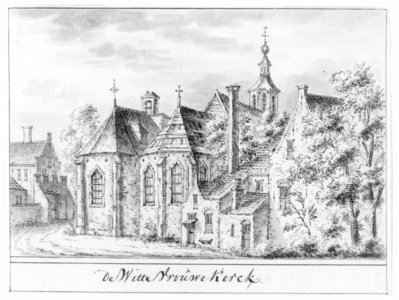 37762 Gezicht op de kerk en andere gebouwen van het Wittevrouwenklooster te Utrecht uit het noordoosten.