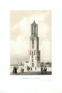 35278 Gezicht op het Domkerkhof te Utrecht uit het noordoosten met de Domtoren.N.B. In 1860 is de straatnaam Domkerkhof ...