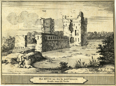 201018 Gezicht op de ruïne van het kasteel Aastein, ook wel Huis ter Aa genoemd, bij Ter Aa, met links de voorburcht en ...
