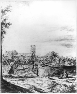 30825 Gezicht boven op de wal te Utrecht vanaf het zuidwestelijke bastion van kasteel Vredenburg naar het zuiden met ...