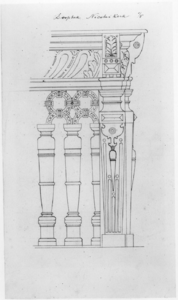 37493 Afbeelding van een hoek van het doophek van de Nicolaikerk te Utrecht.