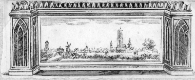 36247 Profiel van de stad Utrecht uit het zuidwesten gezien, met van links naar rechts de toren van de Jacobikerk, de ...