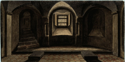 37166 Interieur van de Pieterskerk te Utrecht: het oostelijke deel van de crypte gezien uit het westen.