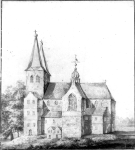 37134 Gezicht op de Oudmunsterkerk op het Munsterkerkhof te Utrecht uit het zuiden.N.B. De naam Munsterkerkhof is in ...