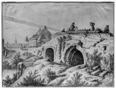 36267 Gezicht op de Gildbrug over de Biltsche Grift ten oosten van de stad Utrecht, met daarachter het huis Gildestein ...