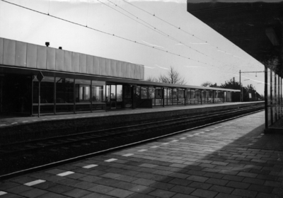 153063 Gezicht op de perronzijde van het N.S.-station Culemborg te Culemborg.