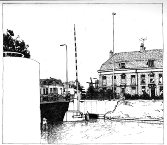 30991 Gezicht op de Van Asch van Wijckbrug te Utrecht uit het zuidoosten, met op de achtergrond de voorgevels van de ...