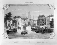 35695 Gezicht op de Weerdpoort, de Zandbrug en de huizen aan de oostzijde van de Oudegracht te Utrecht, uit het noordwesten.