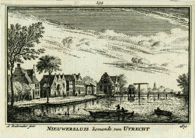 200770 Gezicht over de Vecht op Nieuwersluis uit het zuidwesten.