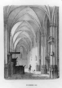 37378 Interieur van de Buurkerk te Utrecht: de zuidelijke zijbeuk uit het oosten.
