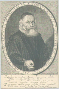 39251 Portret van Andeas Suavius Dz., geboren 1583, hervormd predikant te Utrecht, 1606-1647) overleden 1649. Te halve ...