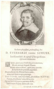 39203 Portret van Everhard van der Schuer, geboren 1577, advocaat te Utrecht, overleden 1642. Borstbeeld links, in ovaal.