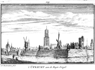 36356 Gezicht vanaf de singel over de stadsbuitengracht te Utrecht op de wal bij het bastion Sterrenburg, uit het ...