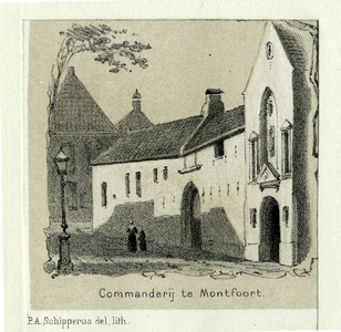 200244 Gezicht op de gebouwen van de Johannieter commanderij (Hofstraat 3-5) te Montfoort