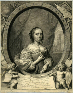 32072 Portret van Anna Maria van Schurman, geboren Keulen 5 november 1607, schrijfster en dichteres te Utrecht, ...
