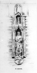 35475 Afbeelding van het beeld van de Christus Salvator Mundi aan de westgevel van Paushuize (Kromme Nieuwegracht 49) ...