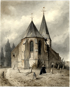 206198 Gezicht vanaf het kerkhof op de Nederlands Hervormde kerk te Maarssen uit het oosten, met op de voorgrond twee ...