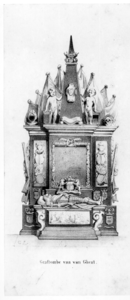 37015 Afbeelding van het grafmonument en de graftombe van admiraal W.J. baron van Gent in het koor van de Domkerk ...