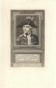 38927 Portret van O.D. Gordon, geboren 1740, kolonel van het Genootschap Pro patria et libertate te Utrecht; ontvanger ...