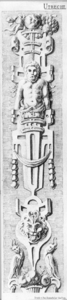 31317 Afbeelding van gebeeldhouwde ornamenten van een pilaster van de voorgevel van het huis Hasenberg aan de ...