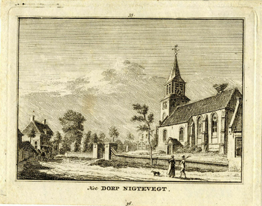 200766 Gezicht in het dorp Nigtevecht met rechts de Nederlands Hervormde kerk.