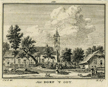 200543 Gezicht in het dorp 't Goy met de Nederlands Hervormde kerk, uit het noorden.