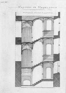 6402 Doorsnede van het trappenhuis in het Kasteel te IJsselstein.