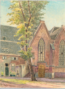 37481 Gezicht op het noordertransept van de Nicolaikerk te Utrecht met een gedeelte van de tegen het koor gebouwde ...