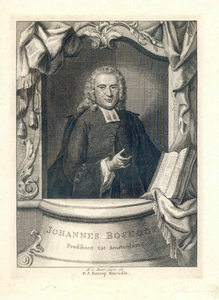 38831 Portret van J. Boskoop, geboren 20 januari 1714, hervormd predikant te Utrecht (1740-1746), overleden 1772. Te ...