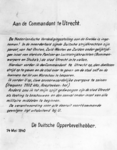 121239 Afbeelding van een pamflet, op 14 mei 1940 uit een Duits vliegtuig geworpen en gevonden op de Stenenbrug te ...
