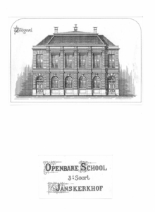38084 Afbeelding van de voorgevel van het gebouw van de Openbare school, Janskerkhof 17, te Utrecht.