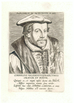 39267 Portret van Cornelis Valerius, geboren Utrecht 1512, dichter, overleden 1578. Borstbeeld rechts.