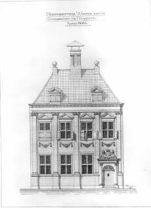31287 Afbeelding van de voorgevel van de muntmeesterswoning aan de Oudegracht te Utrecht in de oorspronkelijke toestand ...