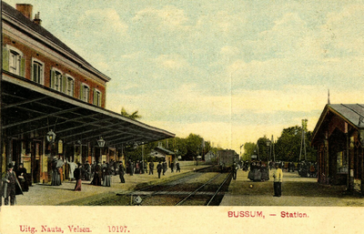 165166 Gezicht op de perrons van het H.S.M.-station Naarden-Bussum te Bussum.