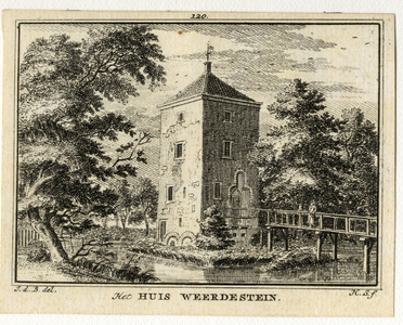 202071 Gezicht op de zij- en de voorgevel van de woontoren van het kasteel Weerdesteyn te Nederlangbroek (gemeente ...