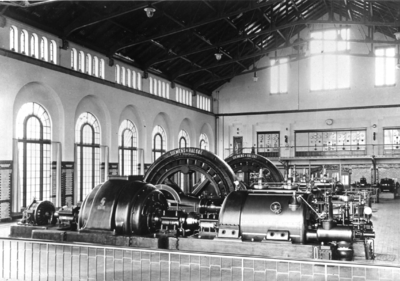 166281 Interieur van de electrische centrale van de Z.H.E.S.M. te Leidschendam.