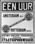 167080 Afbeelding van een affiche voor de sneldienst van treinen van de Staatsspoorwegen (S.S.) tussen Amsterdam ...
