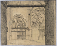 28604 Interieur van de Janskerk te Utrecht: het transept met het koor en het noorderzijkoor, met de toegang tot de ...