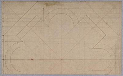 28611 Constructietekening van - de helft van - de plattegrond van een gelede pijler van de Mariakerk te Utrecht.