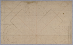 28611 Constructietekening van - de helft van - de plattegrond van een gelede pijler van de Mariakerk te Utrecht.