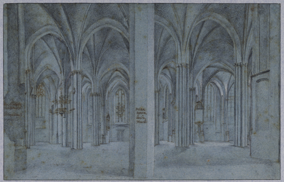 28616 Interieur van de Buurkerk te Utrecht: het schip uit het noorden.