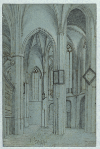 28620 Interieur van de Jacobikerk te Utrecht: gezicht uit het zuiden vanuit het Heilig-Kruiskoor door het hoogkoor naar ...