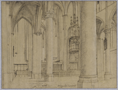 28621 Interieur van de Catharinakerk te Utrecht: de noorderzijbeuk, het koor, het transept en de zuiderzijbeuk uit het ...