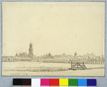 36226 Profiel van de stad Utrecht uit het noordoosten gezien, met de Wittevrouwenpoort, de Domkerk en -toren, de ...